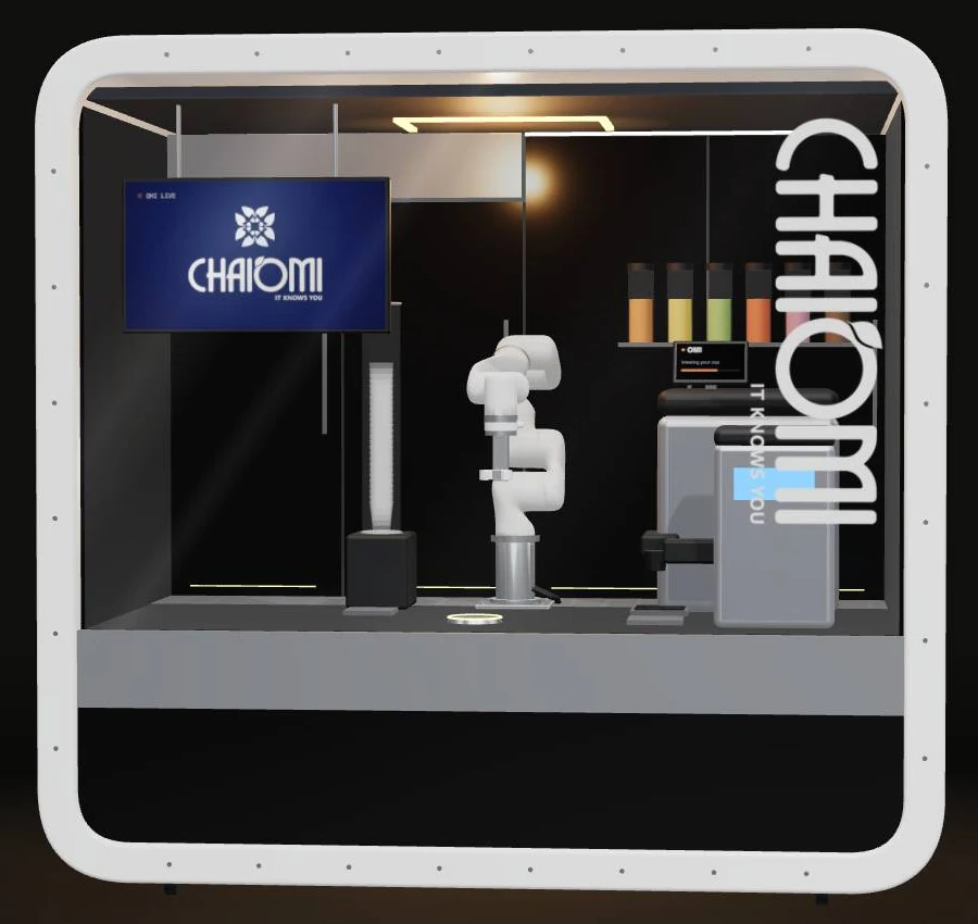 Front view of the Chaiomi kiosk